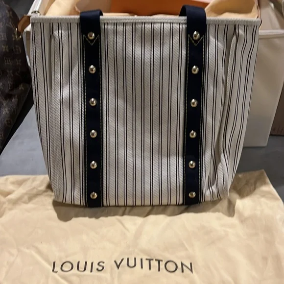 Louis Vuitton Antigua Cabas MM Tote Bag Navy Stripe - Picture 4 of 11